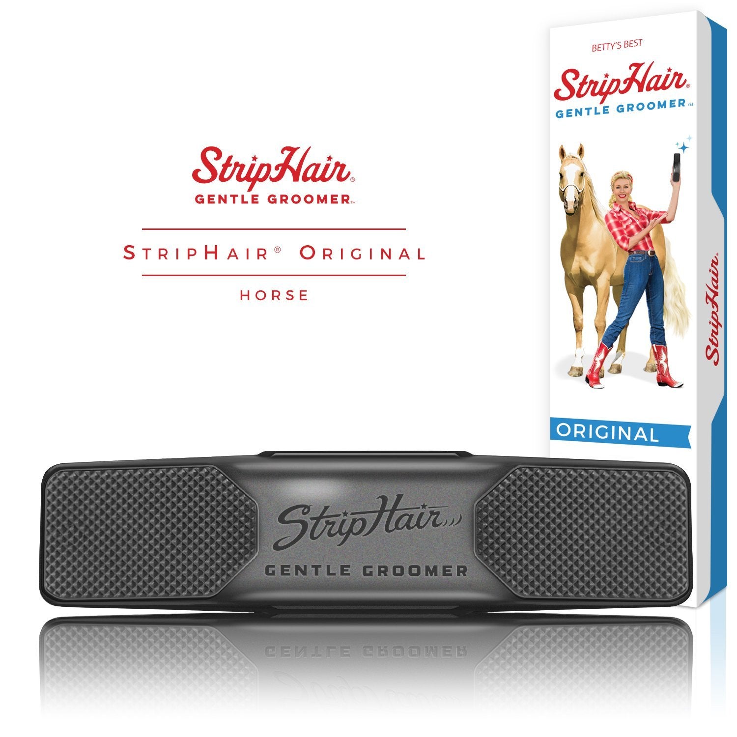 StripHair ‘ORIGINAL' Gentle Groomer - Horse & Dog (Black) - NextGen Equine 