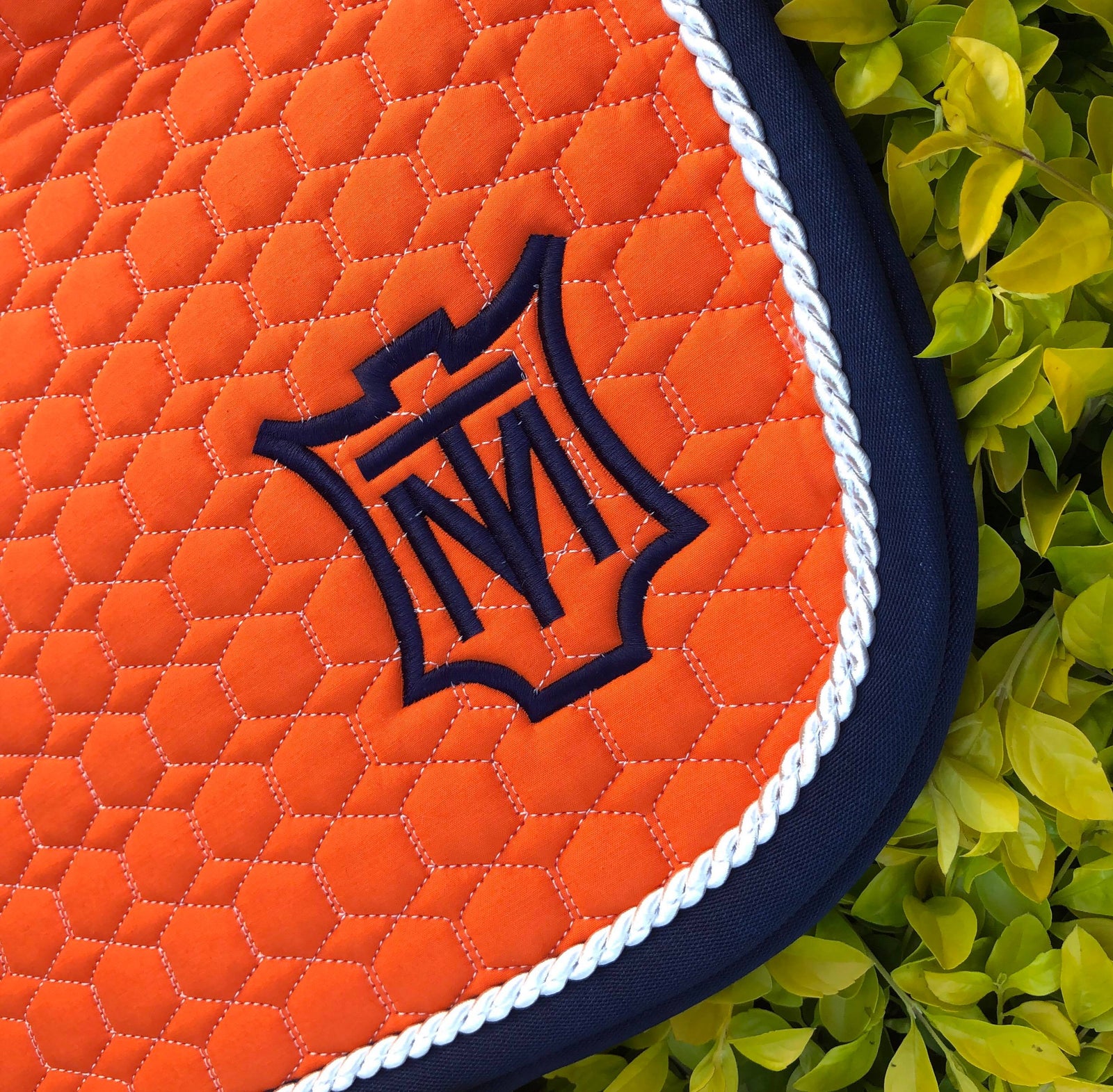 Square Dressage Saddle Pad w/ Orange Quilt