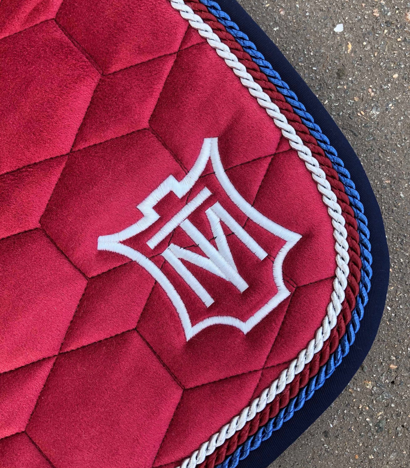 Square Dressage Saddle Pad with Burgundy Velvet