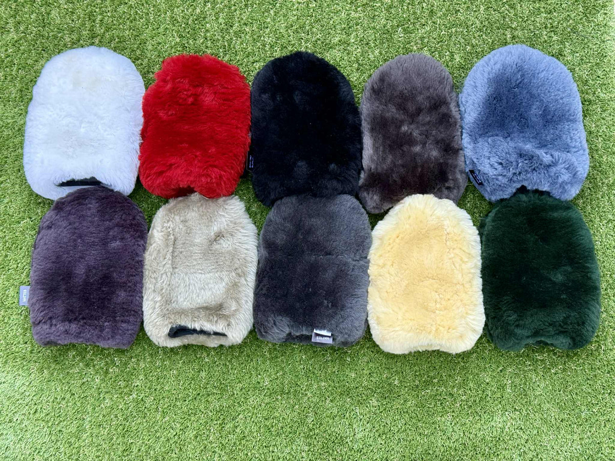E.A. Mattes Double Sided Sheepskin Grooming Mitt Various Colours