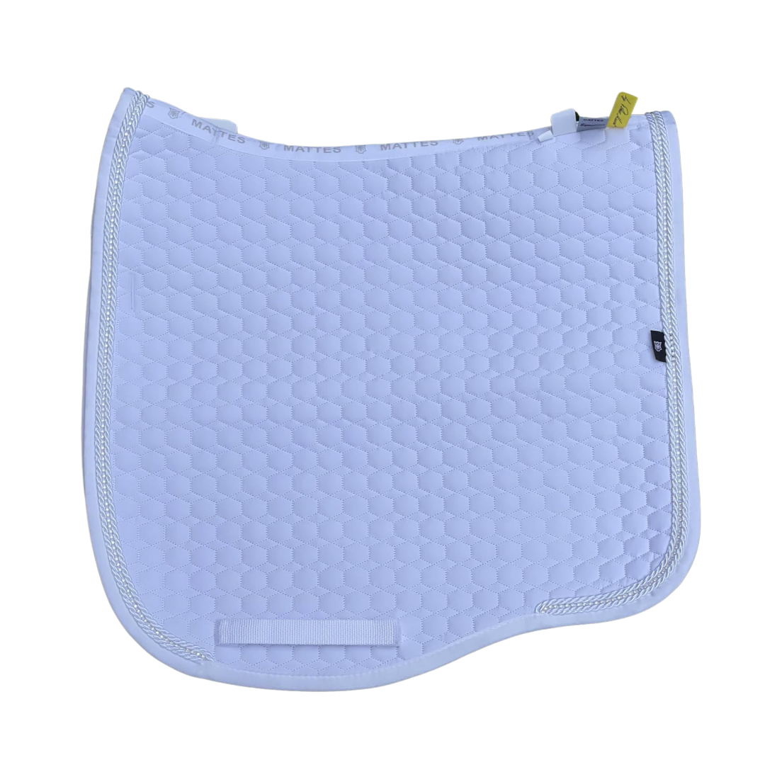 E.A.Mattes Eurofit Dressage Saddle Pad White Quilt w/ Crystal Piping