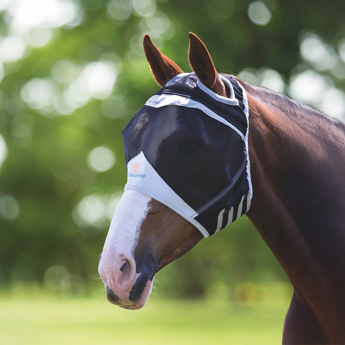 Shires FlyGuard Pro Fine Mesh Fly Mask with Ear Holes Navy