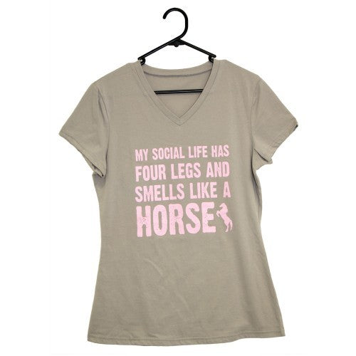 Huntington Vee Neck Ladies T-Shirt - My Social Life - NextGen Equine 