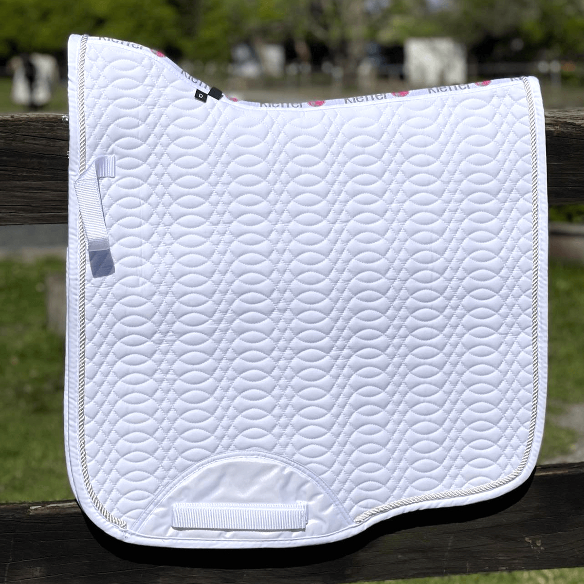 Kieffer Saddle Pad - Dressage Full Size White w/ White Piping